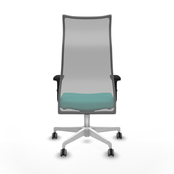 Albacete malla sincro malla gris similpiel turquesa brazos 2D base blanca ruedas 65mm engomadas