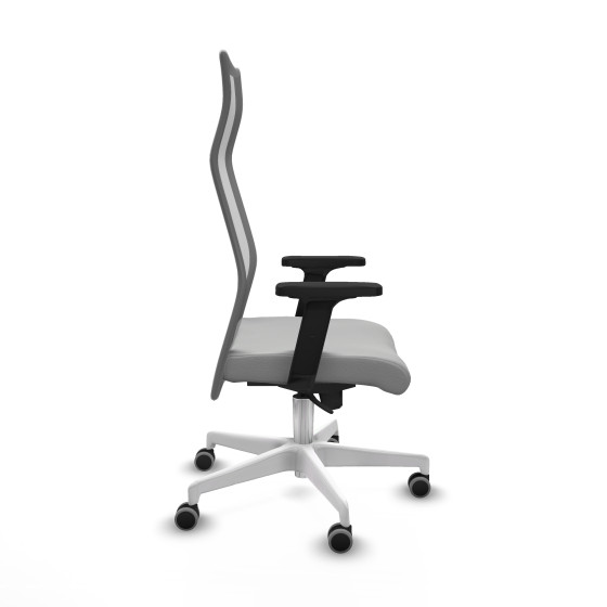 Albacete malla sincro malla gris similpiel gris claro brazos 2D base blanca ruedas 65mm engomadas
