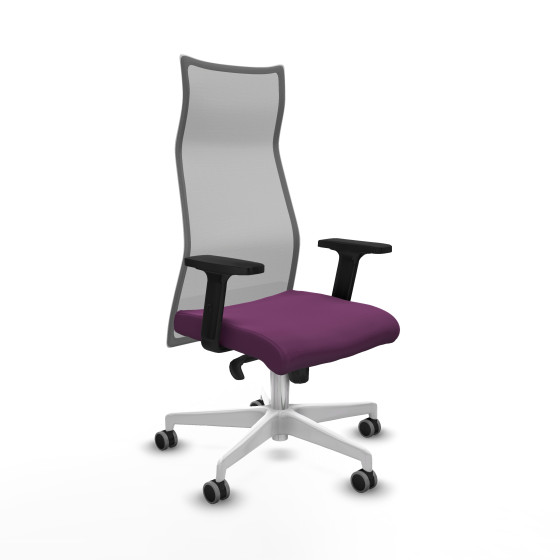 Albacete malla sincro malla gris similpiel morado brazos 2D base blanca ruedas 65mm engomadas