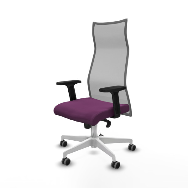 Albacete malla sincro malla gris similpiel morado brazos 2D base blanca ruedas 65mm engomadas