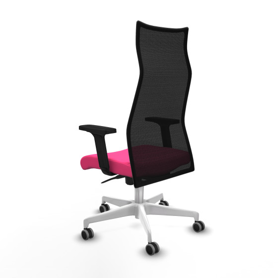 Albacete malla sincro malla negra similpiel rosa brazos 2D base blanca ruedas 65mm engomadas