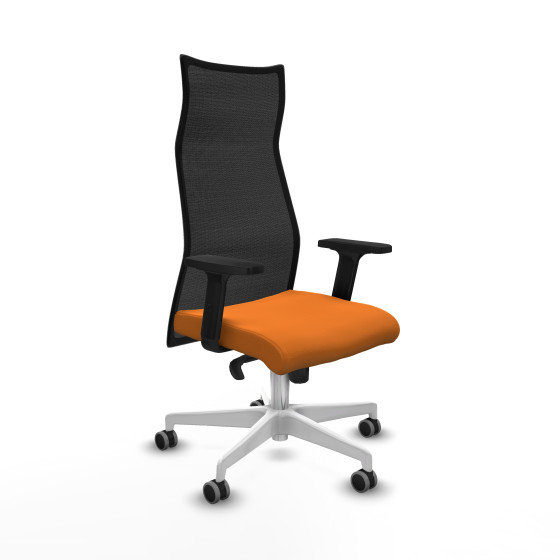 Albacete malla sincro malla negra similpiel naranja brazos 2D base blanca ruedas 65mm engomadas