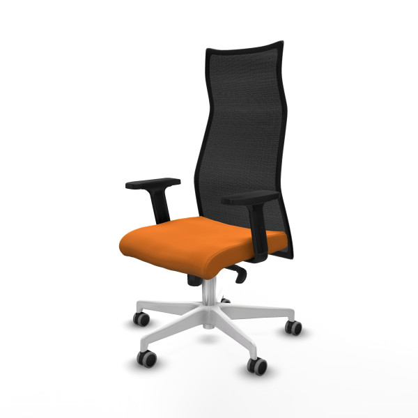 Albacete malla sincro malla negra similpiel naranja brazos 2D base blanca ruedas 65mm engomadas