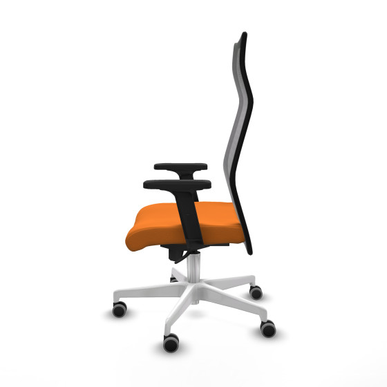 Albacete malla sincro malla negra similpiel naranja brazos 2D base blanca ruedas 65mm engomadas
