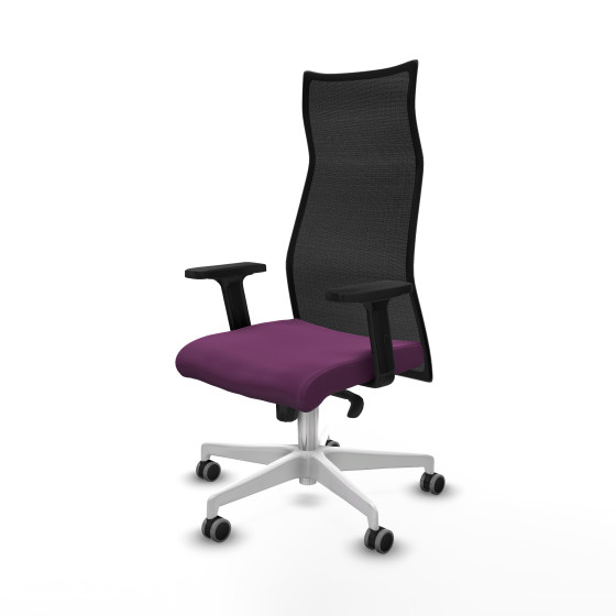 Albacete malla sincro malla negra similpiel morado brazos 2D base blanca ruedas 65mm engomadas