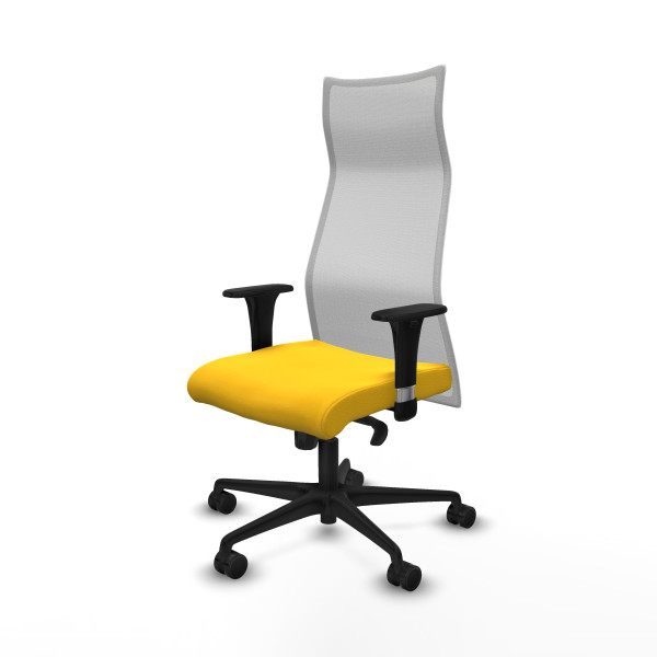 Albacete malla sincro malla blanca similpiel amarillo brazos 1D base nailon ruedas 65 mm nailon