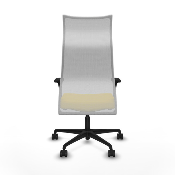 Albacete malla sincro malla blanca similpiel amarillo brazos 1D base nailon ruedas 65 mm nailon