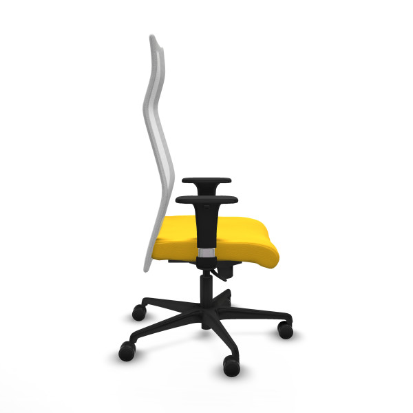 Albacete malla sincro malla blanca similpiel amarillo brazos 1D base nailon ruedas 65 mm nailon