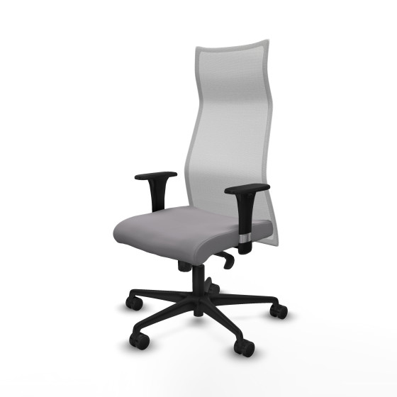 Albacete malla sincro malla blanca similpiel gris brazos 1D base nailon ruedas 65 mm nailon