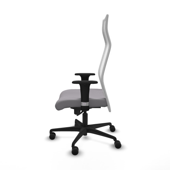 Albacete malla sincro malla blanca similpiel gris brazos 1D base nailon ruedas 65 mm nailon