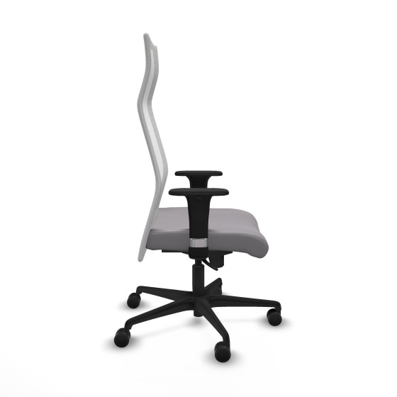 Albacete malla sincro malla blanca similpiel gris brazos 1D base nailon ruedas 65 mm nailon