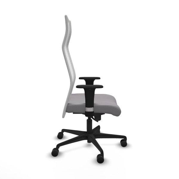 Albacete malla sincro malla blanca similpiel gris brazos 1D base nailon ruedas 65 mm nailon