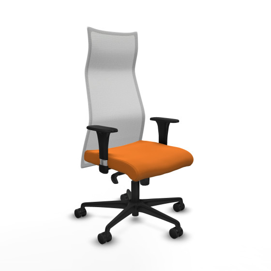 Albacete malla sincro malla blanca similpiel naranja brazos 1D base nailon ruedas 65 mm nailon