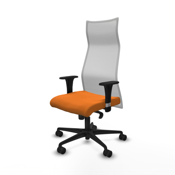 Albacete malla sincro malla blanca similpiel naranja brazos 1D base nailon ruedas 65 mm nailon