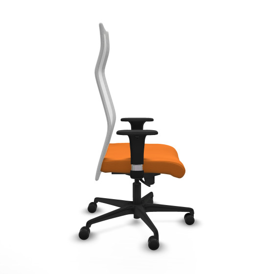 Albacete malla sincro malla blanca similpiel naranja brazos 1D base nailon ruedas 65 mm nailon