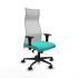 Albacete malla sincro malla blanca similpiel turquesa brazos 1D base nailon ruedas 65 mm nailon