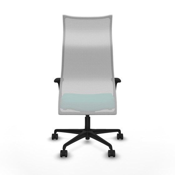 Albacete malla sincro malla blanca similpiel turquesa brazos 1D base nailon ruedas 65 mm nailon