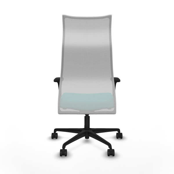 Albacete malla sincro malla blanca similpiel turquesa brazos 1D base nailon ruedas 65 mm nailon