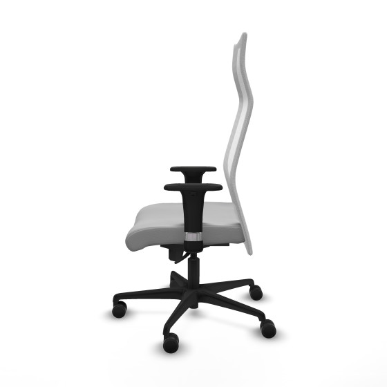 Albacete malla sincro malla blanca similpiel gris claro brazos 1D base nailon ruedas 65 mm nailon