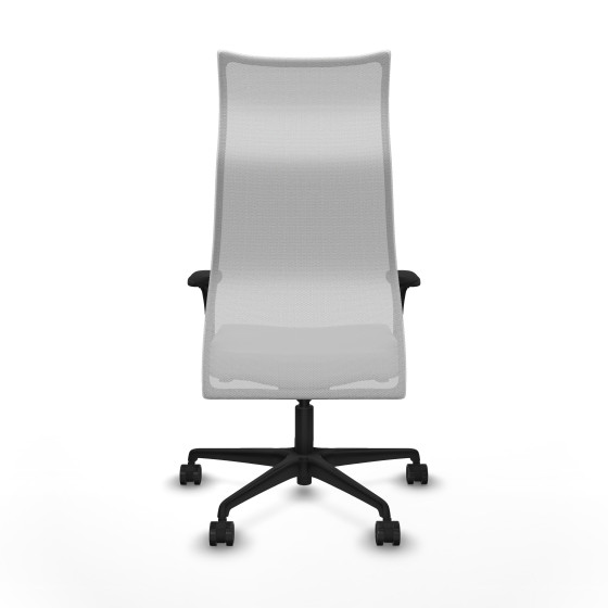 Albacete malla sincro malla blanca similpiel gris claro brazos 1D base nailon ruedas 65 mm nailon