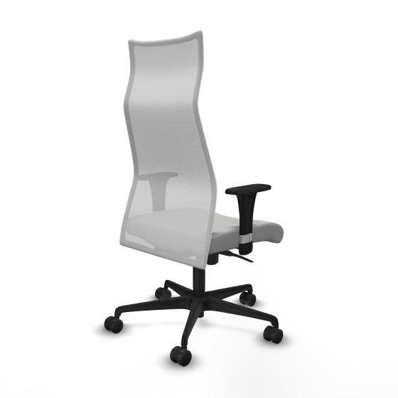 Albacete malla sincro malla blanca similpiel gris claro brazos 1D base nailon ruedas 65 mm nailon