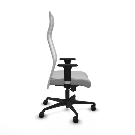 Albacete malla sincro malla blanca similpiel gris claro brazos 1D base nailon ruedas 65 mm nailon