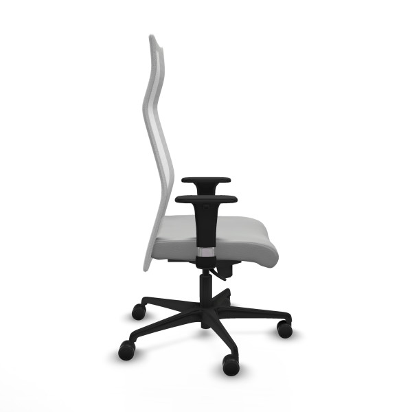 Albacete malla sincro malla blanca similpiel gris claro brazos 1D base nailon ruedas 65 mm nailon