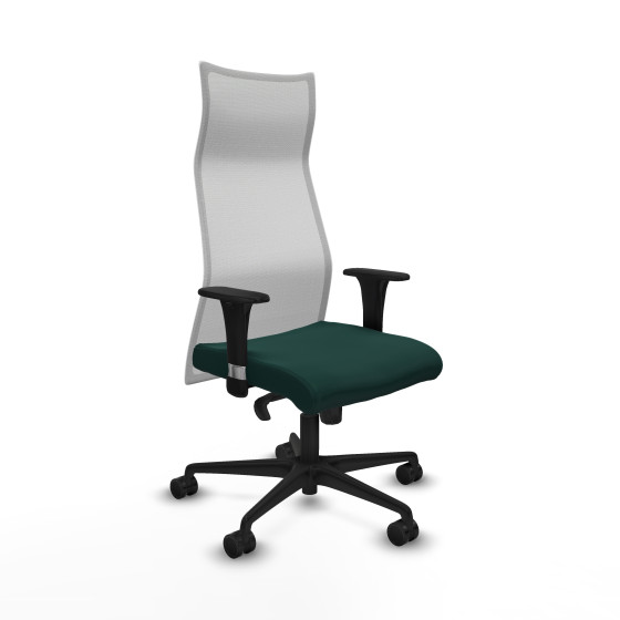 Albacete malla sincro malla blanca similpiel verde botella brazos 1D base nailon ruedas 65 mm nailon