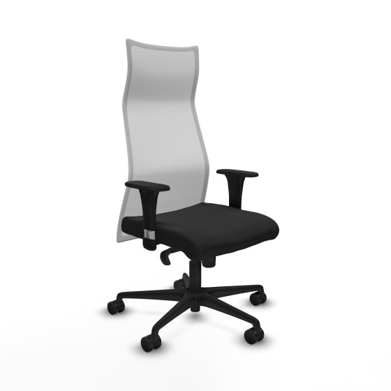 Albacete malla sincro malla blanca similpiel negro brazos 1D base nailon ruedas 65 mm nailon