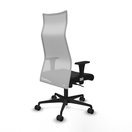 Albacete malla sincro malla blanca similpiel negro brazos 1D base nailon ruedas 65 mm nailon