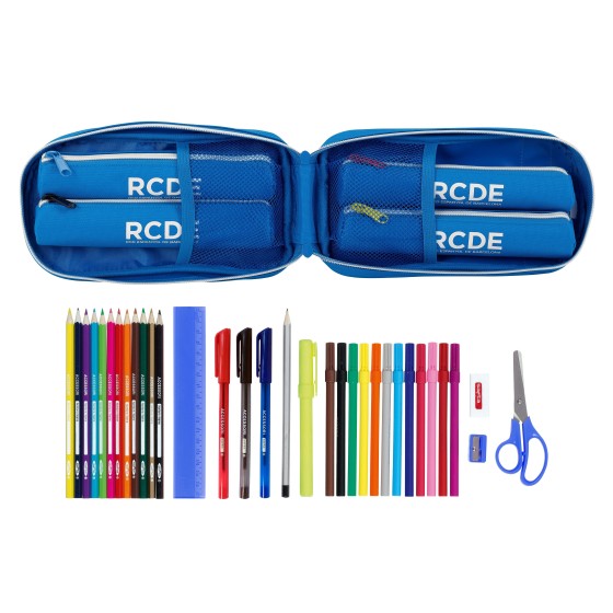 Estuche Escolar RCD ESPANYOL 33 Piezas 12 x 23 x 5 cm.