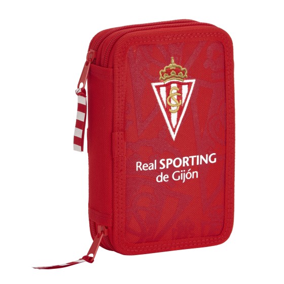 Estuche Escolar SPORTING GIJON Doble 28 Piezas 12,5 x 19,5 x 4