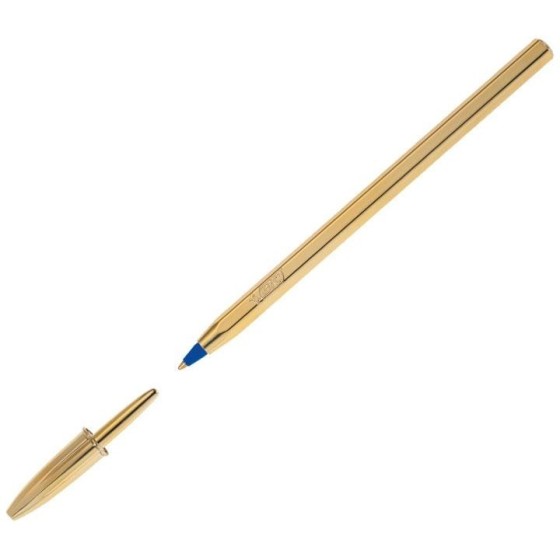 Bolígrafo BIC Cristal Shine Oro Tinta Azul