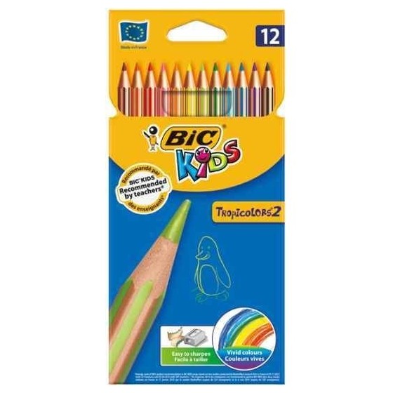 Lápices Colores BIC Tropicolor Caja x12 Colores