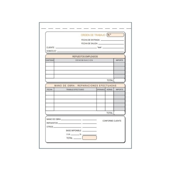 Talonario LOAN Orden Trabajo 4º Natural Simple T-135