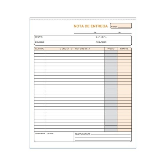 Talonario LOAN Nota Entrega Holandesa Simple T-126