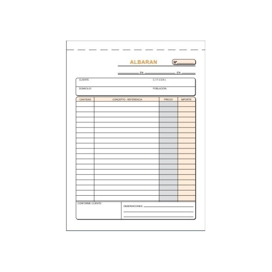 Talonario LOAN Albarán 4º Natural Duplicado T-120