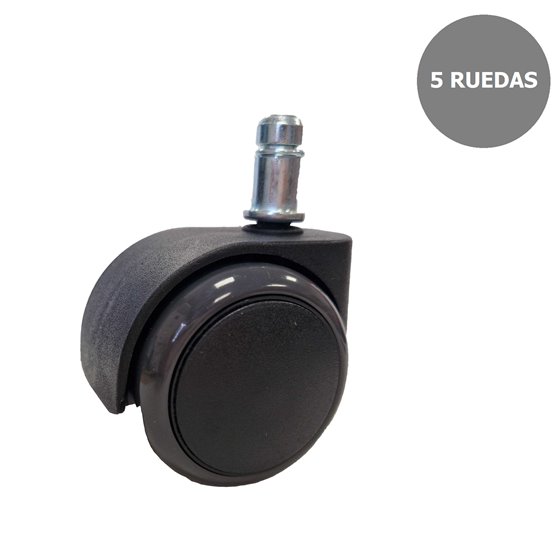 Kit de 5 ruedas engomadas de 50 mm perno 11 mm