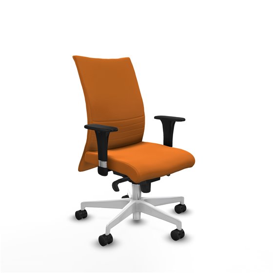 Albacete confidente XL sincro similpiel naranja brazos 1D cromados base blanca ruedas 65 mm nailon