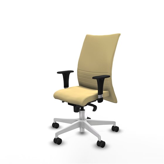 Albacete confidente XL sincro similpiel crema brazos 1D cromados base blanca ruedas 65 mm nailon