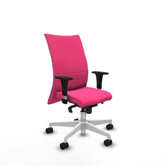 Albacete confidente XL sincro similpiel rosa brazos 1D cromados base blanca ruedas 65 mm nailon