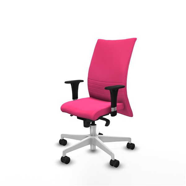 Albacete confidente XL sincro similpiel rosa brazos 1D cromados base blanca ruedas 65 mm nailon