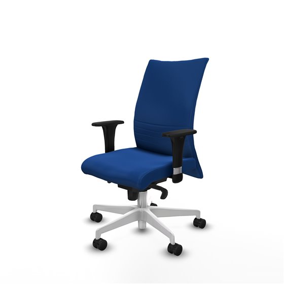 Albacete confidente XL sincro similpiel azul brazos 1D cromados base blanca ruedas 65 mm nailon