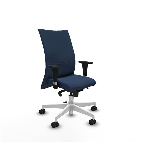 Albacete confidente XL sincro similpiel azul marino brazos 1D cromados base blanca ruedas 65 mm nailon