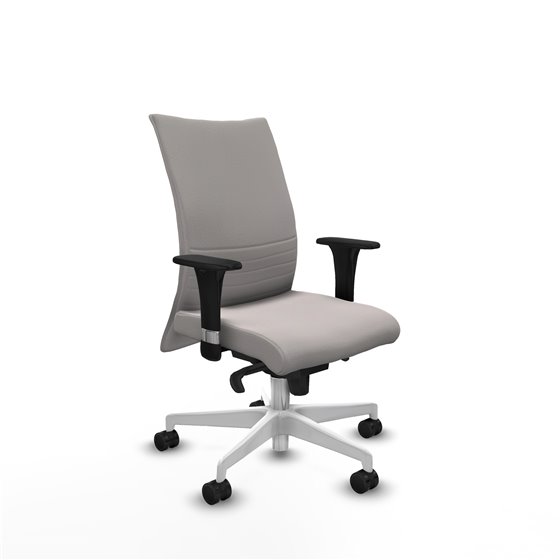 Albacete confidente XL sincro similpiel blanco brazos 1D cromados base blanca ruedas 65 mm nailon