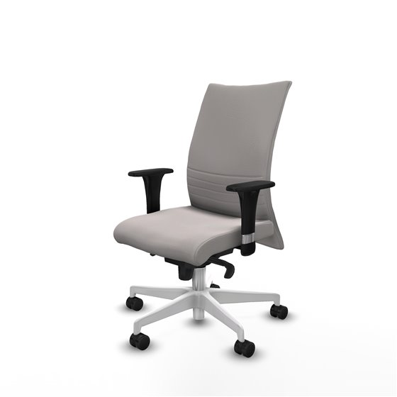 Albacete confidente XL sincro similpiel blanco brazos 1D cromados base blanca ruedas 65 mm nailon
