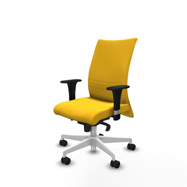 Albacete confidente XL sincro similpiel amarillo brazos 1D cromados base blanca ruedas 65 mm nailon