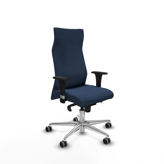 Albacete XL sincro similpiel azul marino brazos 1D base aluminio ruedas 65mm engomadas