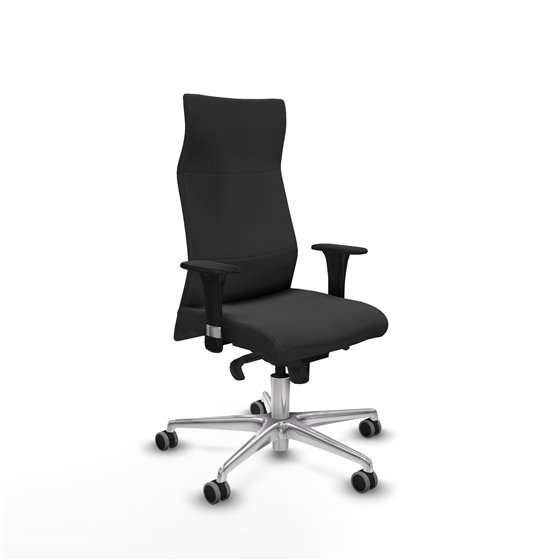 Albacete XL sincro similpiel gris oscuro brazos 1D base aluminio ruedas 65mm engomadas