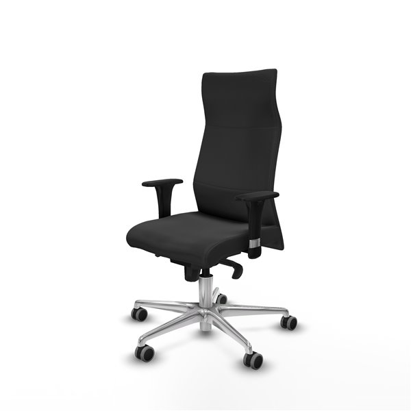 Albacete XL sincro similpiel gris oscuro brazos 1D base aluminio ruedas 65mm engomadas